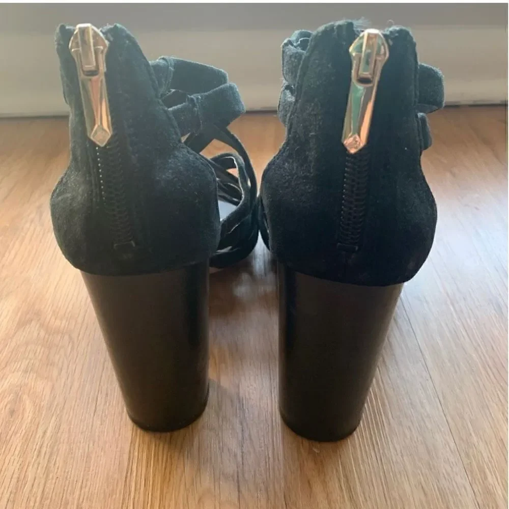 Sam Edelman Strappy Criss-Cross Cage Block Heels 6.5 EUC